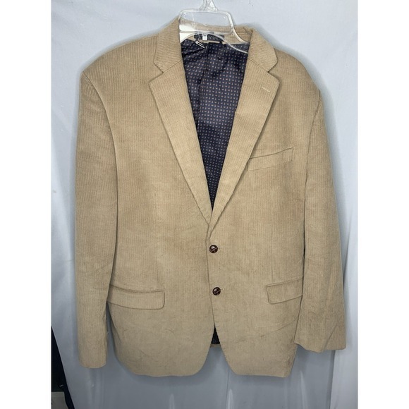 Men's Chaps Ralph Lauren Corduroy Suit Jacket Blazer 44L  Elbow Patch Tan Preppy - Picture 1 of 10